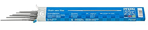 PFERD Kettensägefeile, 6 Stück, rund, 200mm x 4,0mm, Spiralhieb, Premium Line, 11037203 – für das manuelle Schärfen von Sägeketten