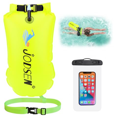 Jodsen Swim Buoy Tow Float Dry Bag,Wild Swimming Float and Waterproof Phone Case,Inflatable Watertight Dry Bag,for Open Water Swimming Sports Kayakers Triathletes Snorkelers,Swim Bubble Highly Visible