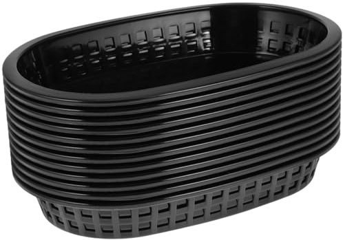 Cabilock 12 cestini da portata in plastica, per patatine fritte, per hamburger, per snack, frutta, pane, verdure, picnic, snack, piatti, antipasti, finger food, 12 pezzi