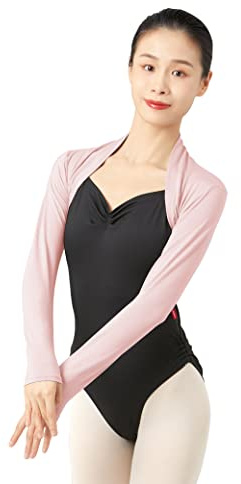 Daydance Pink Women Ballet Shrug Open Front Crop Dance Sweaters for Dance Leotards