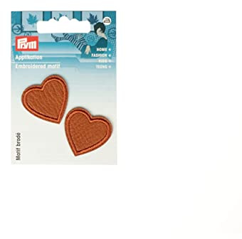 Prym 925595 Applikation Herzen Lederimitat camel, braun