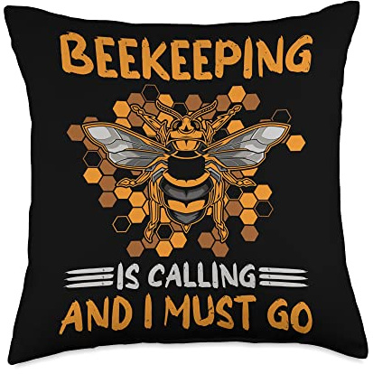 Beekeeping Is Calling And I Must Go Beekeeper Honeybee Throw Pillow