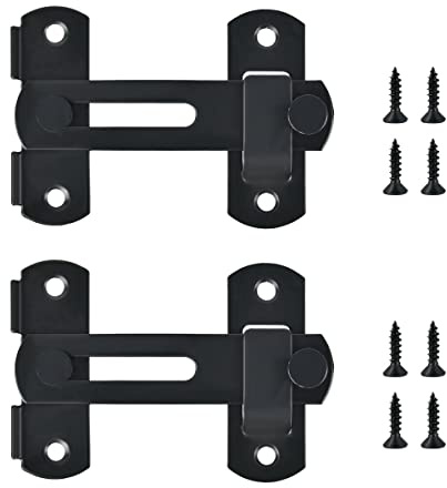 TMBMLPP Sliding Barn Door Lock, 2 Pack Black Stainless Steel Gate Latches, Flip Latch Safety Door Bolt, Garage Door Locks,Latch Lock, for Wine Cabinet, Outdoor, Garage, Window, Garden, Closet Door