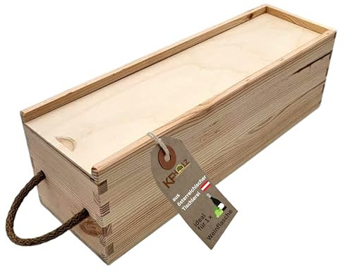 rustikale Holzbox - Geschenkbox Holz - Aufbewahrungsbox für Geschenke - ideale Geschenkbox - Holzkiste mit Deckel - Werkzeugkiste - Weinkiste (350 x 100 x 110 mm)