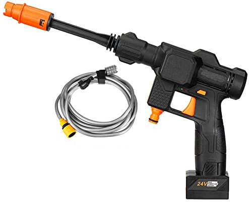 Idropulitrice Portatile Senza Fili, Pistola Per Idropulitrice Batteria Al Litio Da 24 V Potenza 300 W 100 Bar Rondella Per Auto Portatile/Giardino/Pulizia Esterna/Barra Di Prolunga,One battery