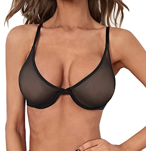 Reggiseno con ferretto in rete Reggiseno con ferretto in rete trasparente Reggiseno taglie forti da donna Reggiseno senza ferretto Lingerie Sexy con scollo a V Lingerie Reggiseno Sportivo Coppa G
