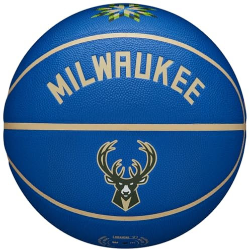 Wilson NBA Team City Collector Milwaukee Bucks Ball WZ4016417ID, Unisex basketballs, Blue, 7 EU