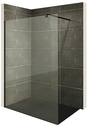 i-flair Duschabtrennung Walk In FIONA 70x200 cm Duschwand Dusche 10mm STARK aus DURCHSICHTIGEM NANO ESG Sicherheitsglas mit schwarzem Wandprofil W740 Black Klarglas