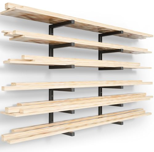 YYR Organiseur en bois et support mural en bois - Étagère en métal robuste avec 6 niveaux pouvant supporter jusqu'à 544,3 kg - Utilisation intérieure et extérieure - Noir