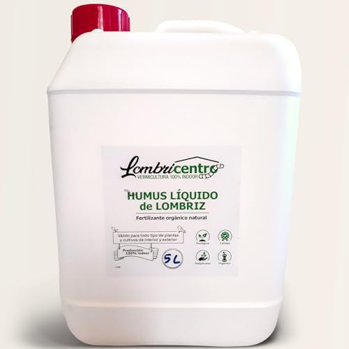 LOMBRICENTRO. Humus de lombriz líquido. Abono 100% natural. 5 litros de vida orgánica para mejorar suelos, plantas y frutos