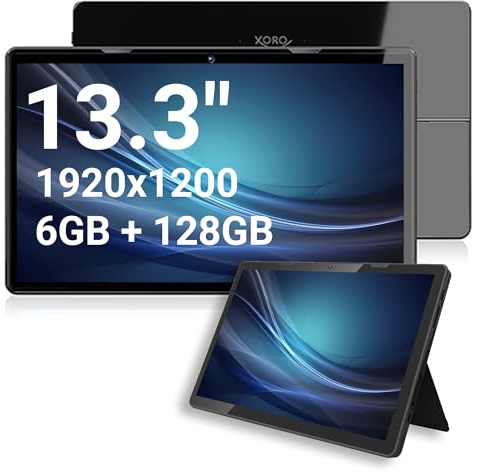 13.3 Zoll XORO MegaPAD 1333 Pro TabletPC mit FullHD IPS Display, Android 13, 10.000 mAh Akku, 2.0GHz 64Bit OctaCore CPU, 6 GB RAM, 128 GB Flash, 5G WiFi, Bluetooth, Kartenleser, 5 MP Kamera, USB-C