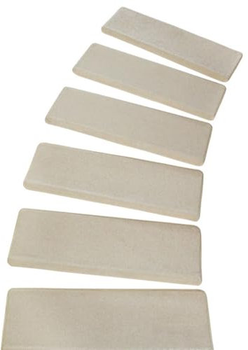 KYMMPL Einfarbige Stufenmatte, 76 x 21 cm, einfache Stufenmatte, Teppich, einfache Treppenmatten, rutschfeste Matten, perfekt für ältere Haustiere, rutschfeste Trittschutzmatte (weiß, 7 Stück)