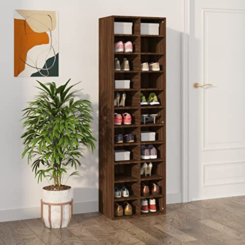 DYRJDJWIDHW schuhregal Outdoor,schuhregal,Schrank Organizer,Schuhregal Braun Eichen-Optik 54x34x183 cm HolzwerkstoffFür Türöffnungen, Korridore