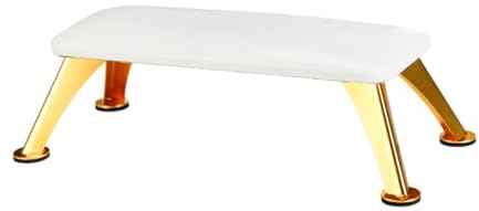 Fenteer Nagel-Armauflage, Maniküre-Werkzeug, tragbar, professionell, rutschfest, Nagel-Armauflage, Kissen, Maniküre-Handauflage, Ständer für Salons, Zuhause, weiß mit goldenem Bein