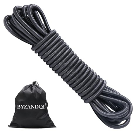 BYZANDQI Corda di gomma per telone, 4/5/8 mm, 10/20 m, colore nero/bianco, corda di tensionamento in gomma per teloni rimorchi, teloni (nero, 8 mm x 10 m)