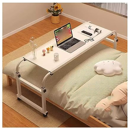 Betttisch über Nachttisch mit Rädern, mobiler Queensize-Betttisch für Schlafzimmer, Rolltabletttisch für Wohnzimmer, Breite/Höhe verstellbar (Größe: 120X40X65-95Cm, Farbe: Stil1) (Stil2 140X4