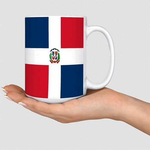 Tazza da caffè con bandiera della Repubblica Dominicana, souvenir in ceramica, divertente, per esercizi, Halloween, anniversario, matrimonio, regalo per moglie, anziani, 425,2 g