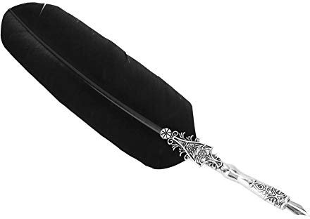 LetCart Vintage-Federstift, Vintage-Stil, klassischer Federkiel, Dip-Stift, Schreibtinte, schwarze Tintenfassung, Kalligraphie, antiker Füllfederhalter