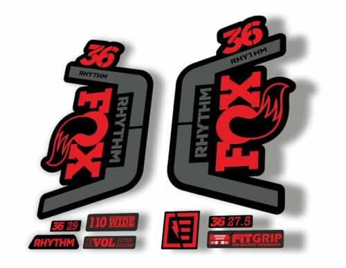 Autocollant de rechange pour fourche Fox 36 Rhythm 2019 - Rouge et gris (brillant)