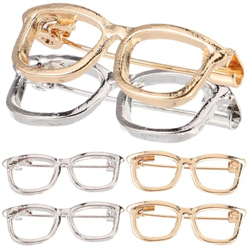Toyvian Kreative Brillen Broschen Pin 6Er Set Mini Anstecknadeln Aus Legierung Damen Schmuck Zubehör Für Pullover Schal Tasche Kleid