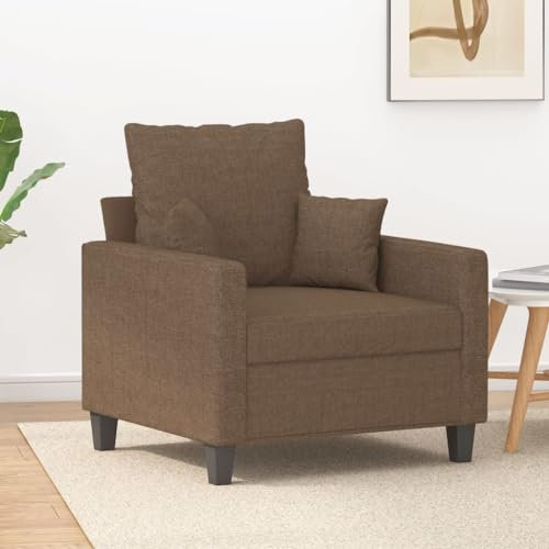 CINDERFUL Sessel Braun 60 cm Stoff,Bequemer brauner Ledersessel mit Metallgestell für Zuhause Möbel, Wohnzimmer
