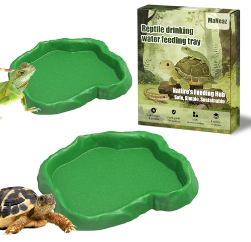 MaNeaz 2 Pezzi Ciotola Per Tartarughe Di Terra Abbeveratoio Per Tartarughe Di Terra Teca Per Rettili Bacino Idrico Del Bacino Alimentare Reptile Per Tartarughe Geco Serpente（Verde）