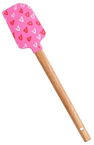 Couteau à beurre pour une répartition fluide – Couteau à beurre coloré en forme de cœur spatules en silicone avec poignée en bois intéressante