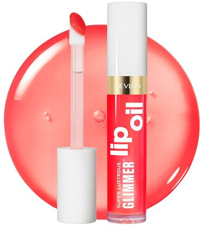 Revlon Super Lustrous Glimmer Lip Oil, nährendes und antioxidantes, aufpolsterndes, strahlendes Lippenöl, ultra-glänzendes Finish, Formel auf Basis von pflanzlichem Squalan, 003 Glow Mama, 3,8 ml