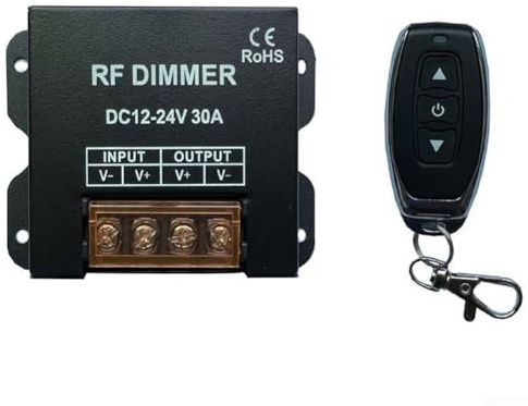 Dimmer LED regolabile con telecomando RF, compatibile con strisce luminose e apparecchi DC 12V e 24V
