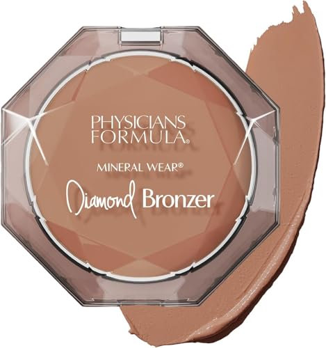 Physicians Formula Mineral Wear Diamond Bronzer, Bronzing Powder with Vitamin E, Minimizes Appearance of Pores and Fine Lines, Powder and Serum Hybrid, Bronze Gem