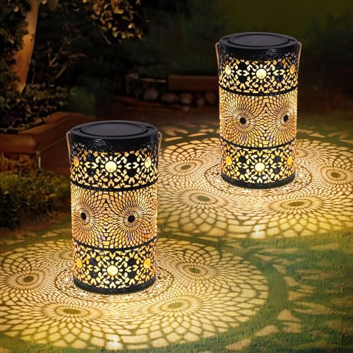 Christmas Gifts for Women Birthday, 2PC Unique Sunflower Solar Lantern Garden Ornaments Outdoor, Waterproof Garden Decorations Lanterns, Perfect Presents for Mum Grandma for Table Patio Balcony Yard