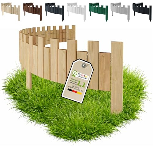 Floranica Bordure de Jardin en Bois Clôture d'Extérieur 30 x 200 cm Nature Barrières de Jardin Bordure de Gazon