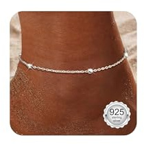 Diamday 925 Sterling Silver Anklets for Women Adjustable Waterproof, Layered Dainty Cubic Zirconia Ankle Bracelets, Gold/Silver Plated Women's Anklets Beach Summer Ankle Chains Jewelry in Gift Box7