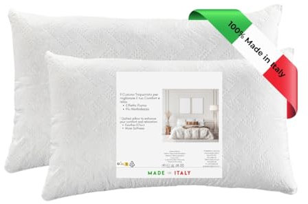 GM Par de almohadas para dormir, relleno estándar, antiácaros, hipoalergénico, transpirable, rectangular, para cama de matrimonio individual con funda acolchada extraíble y lavable, fabricado en
