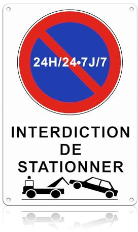 TAKULA 30 * 20CM Panneau Interdiction de Stationner, Panneau Stationnement Interdit, Panneaux Métalliques Réfléchissants - Imperméable et inoxydable