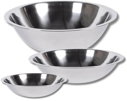Chef-hub Stainless Steel Round Mixing Bowl Set, 19cm, 24cm, 34cm, 3 Pieces