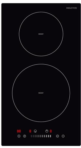 Gudsunal Plaque Induction 2 Feux Encastrable 3600 W, Puissance 9 Niveaux, Boost Rapide, Chauffage Doux, Minuterie, Sécurité Enfant, Détecteur Casserole, Tactile Coulissant