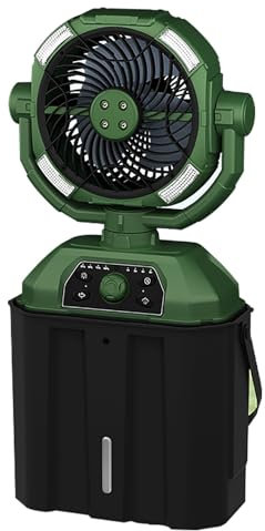 YCCYHQ Ventilador Nebulizador para Acampar, 20000 mAh, Recargable, con Control Remoto, Luz LED y Pulverizador de Refrigeración, Asa Portátil