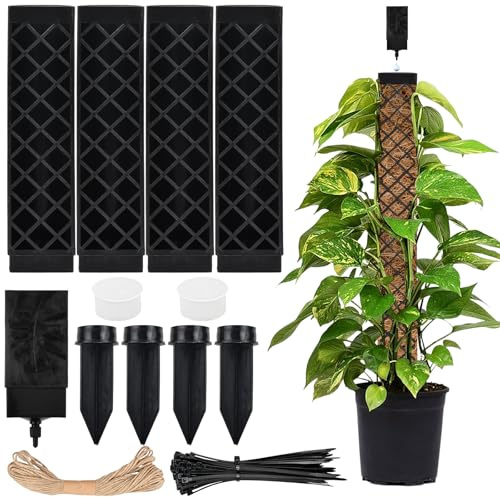 Ziyonix Plastic Moss Pole for Plants Monstera Climbing Plants, Stackable Moss Pole for Indoor Plants Work with Sphagnum Moss, Plant Support Structure to Help Plants Grow Upward