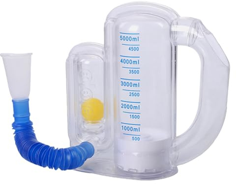 Espirómetro Incentive para adultos, entrenador pulmonar con indicador de flujo, capacidad de 5000 ml, dispositivo de entrenamiento respiratorio portátil para adultos, fitness, hombres, personas