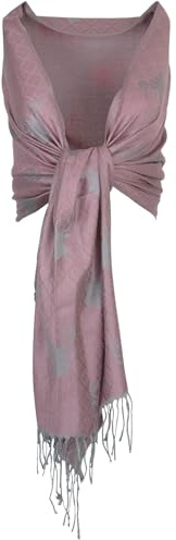 Halstuch Schal mit Hirschkopf Motiv 185 x 70 cm | Dunkles Rosa / Silber