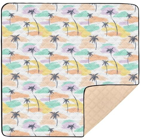 Boho Simple Style Island Kokosnussbaum, niedlich, faltbar, Baby-Aktivitätsspielmatte für drinnen und draußen, wasserabweisend, Baby-Kick-Krabbelmatte für Babys, Kleinkinder, 127 x 127 cm