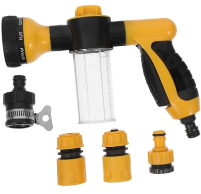 UPKOCH High-Pressure Water-Saving Garden Hose Sprayer Dog Bathing Hose Attachment Yellow Pet Grooming Spray Nozzle and 4 Connectors for Outdoor Washing