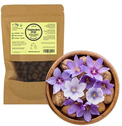 Friedenspfote Katzendrops – Natürliche & zuckerfreie Bachblüten-Katzenleckerlis mit Kamille – Gesunde Katzensnacks – Ergänzungsfuttermittel für Katzen – Premium Katzensnack Made in Germany – 78 g