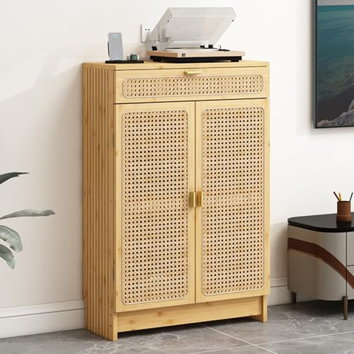 HDZNDH Caja De Almacenamiento WiFi con Cajones, Gabinete De Suelo para Router Y Modem De Bambú, Estante Decorativo Independiente, Mueble Organizador De Cables Y Regleta para Hogar, Sala De Estar