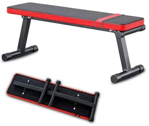 Gym Quality Weight Bench for Home Gym Foldable Workout Bench Flat Exercise Bench 618LB Capacity Strength Training Bench for Bench Press Dumbbell Workout Home Gym Equipment