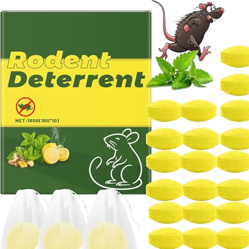 30/20/10 pcs Rattengift Extra Stark mit Pfefferminzöl, Rattengift Portionsköder mit Pfefferminzöl, Mäusegift für Innenräume, Mäuseabwehrmittel Rattenabwehr für Häuser Garten Garagen (20pcs)