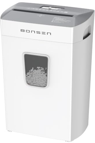 BONSEN Destructeur de Documents Micro Coupe 12 Feuilles, Silencieux 60dB