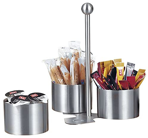 Caterado Esmeyer 400-1790 Snack- und Dip-Set Boston, aus gebürstetem Edelstahl mit 3 Schalen und einem Halter, Silber