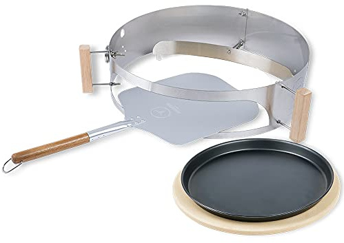 MOESTA-BBQ 10085 Smokin' PizzaRing Made in Germany - Pizzaset für Kugelgrill Ø 57cm - mit Pizzastein, Pizzablech, Pizzaschieber & Pizzabande
